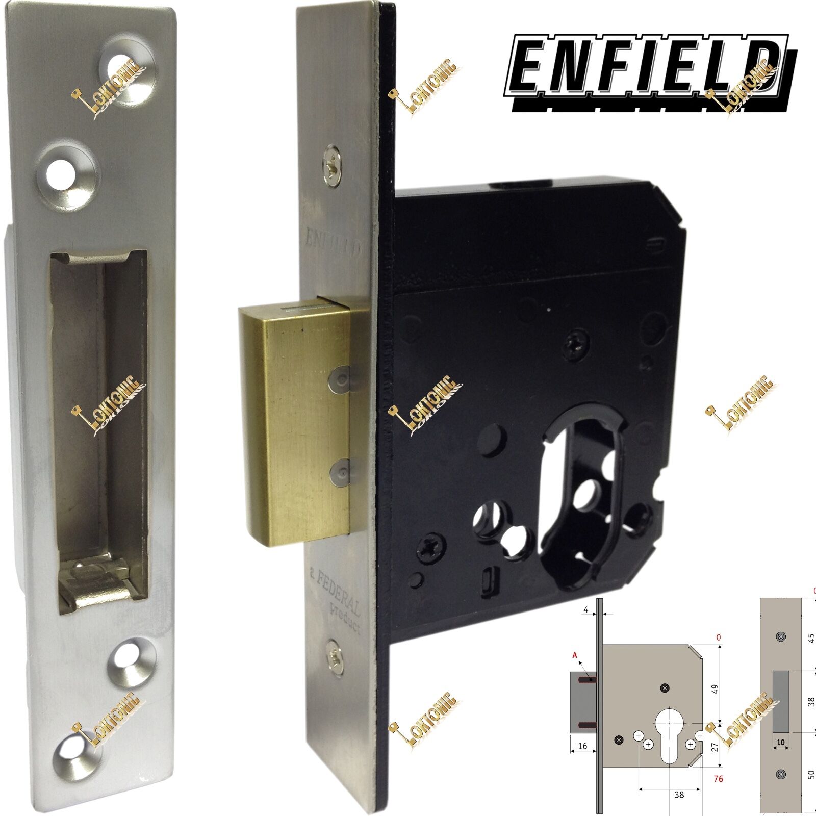Enfield D731 Dual Profile Euro Oval Cylinder Mortice Deadlock Lock Case - Image 3