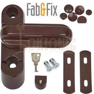 Fab & Fix uPVC Sash Window Door Jammer Restrictor Blocker Catch Lock Brown