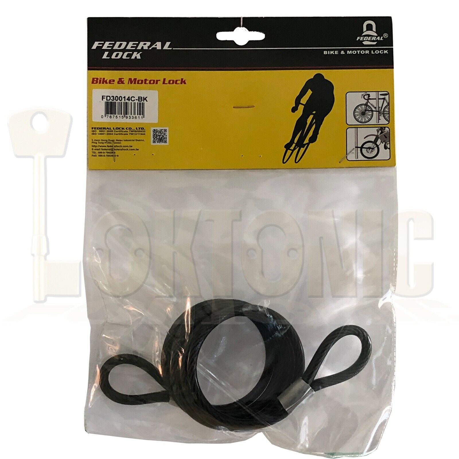 Federal 1.2m 6.3mm Bicycle Quad Bike Security Spiral Steel Loop Cable Chain - Image 4