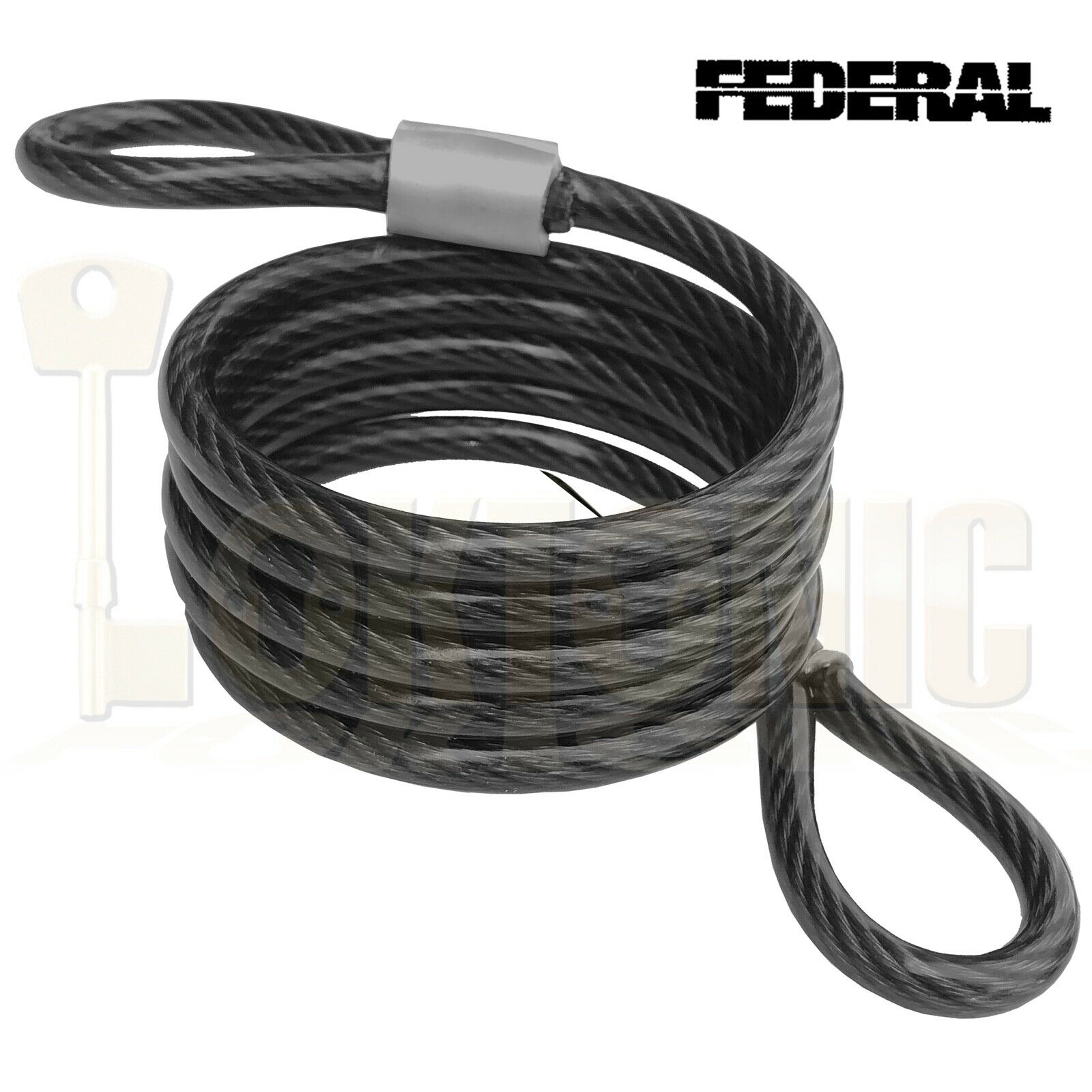 Federal 1.2m 6.3mm Bicycle Quad Bike Security Spiral Steel Loop Cable Chain