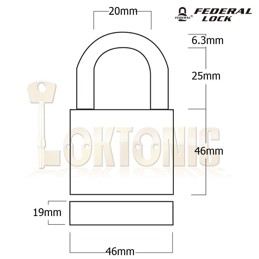 Federal 90A 38mm High Security Weather Resistant Solid Aluminium Padlock - Image 6