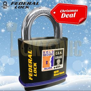Federal FD730 Sold Secure Silver CEN 4 Super Heavy Duty Solid Steel Padlock