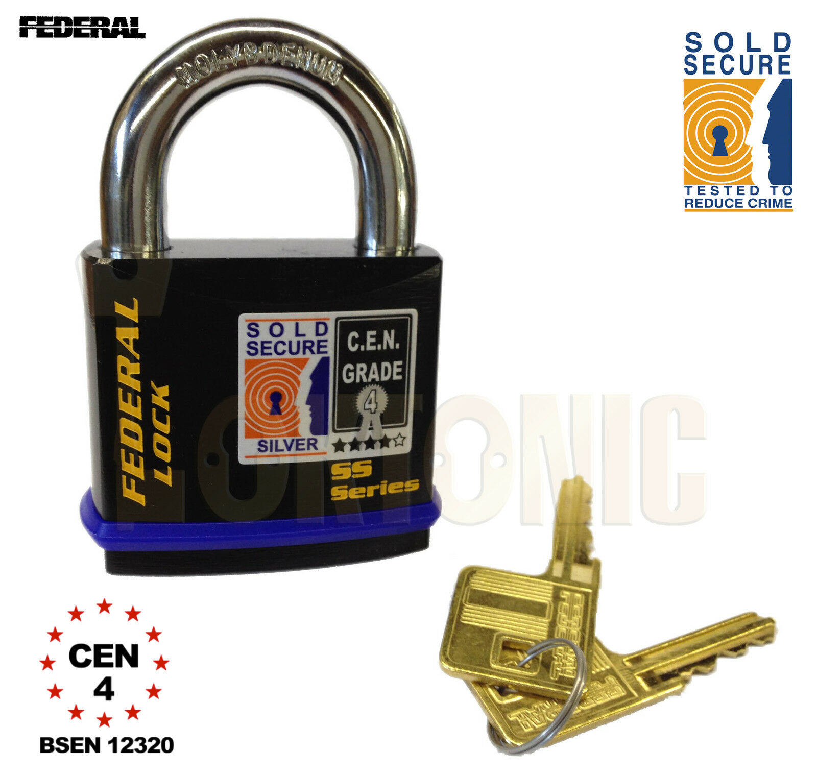 Federal FD730 Sold Secure Silver CEN 4 Super Heavy Duty Solid Steel Padlock - Image 5