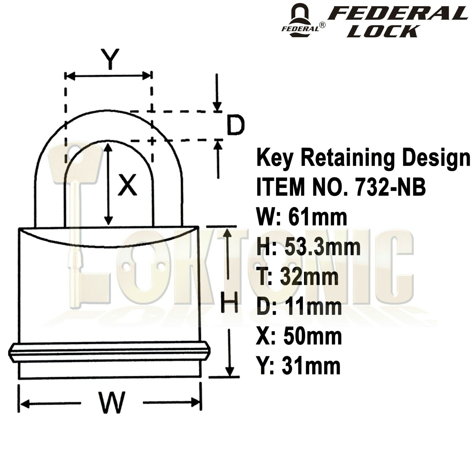 Federal FD732 Sold Secure Silver CEN 4 Super Heavy Duty Solid Steel Padlocks - Image 3