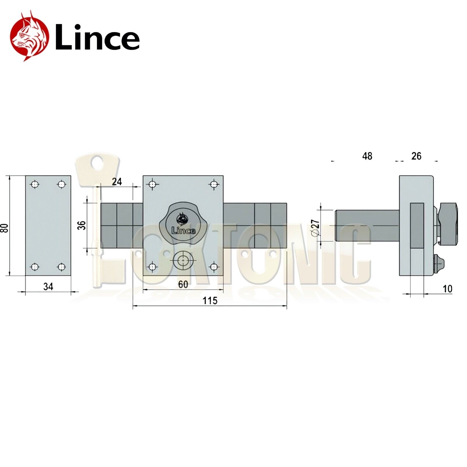 Lince 3910 Black-Grey High Security Garden Gate Shed Sliding Rim Dead Lock Bolt - Image 6
