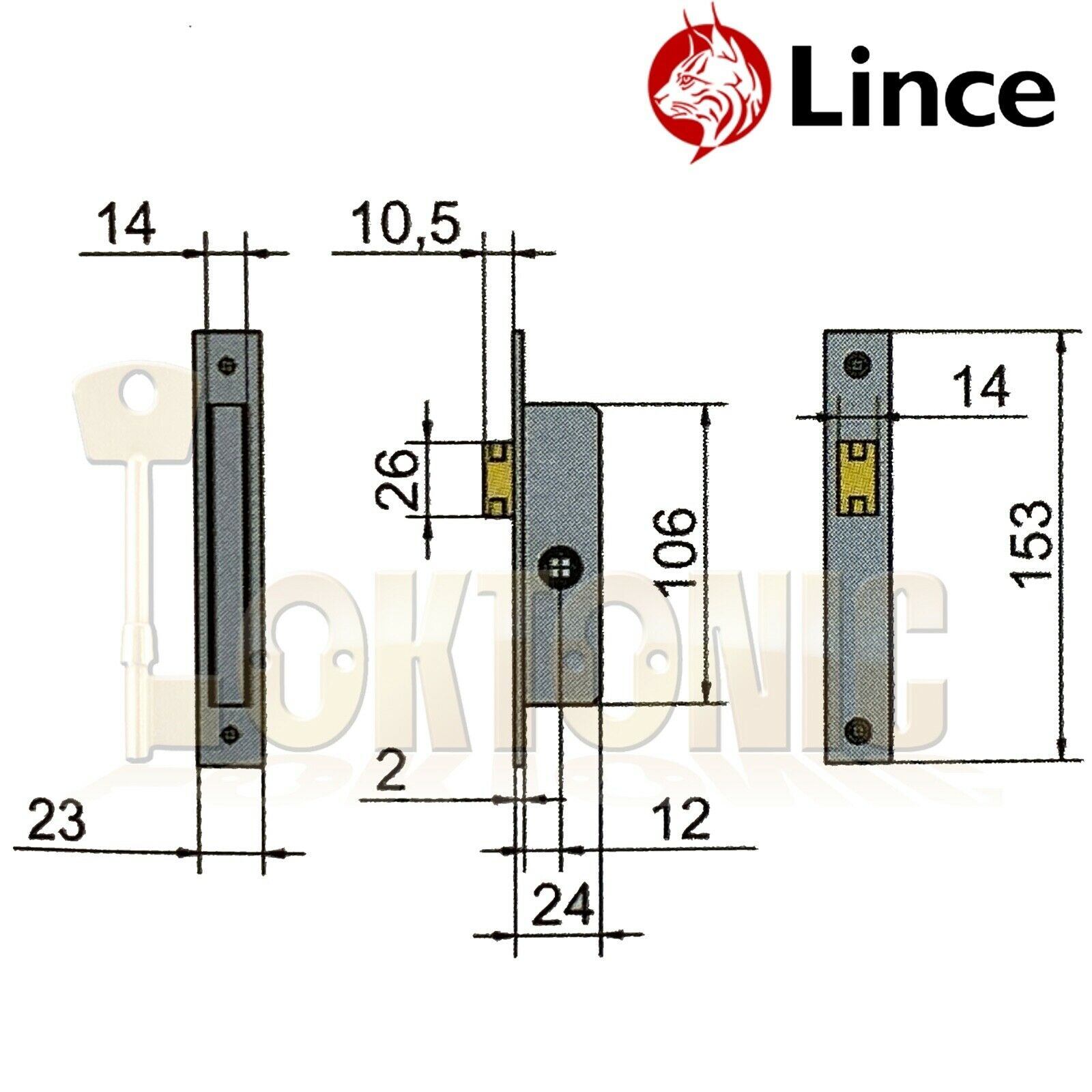 Lince Mortice Narrow Stile Latch With 8mm Spindle Drive UPVc Aluminium Doors - Image 4