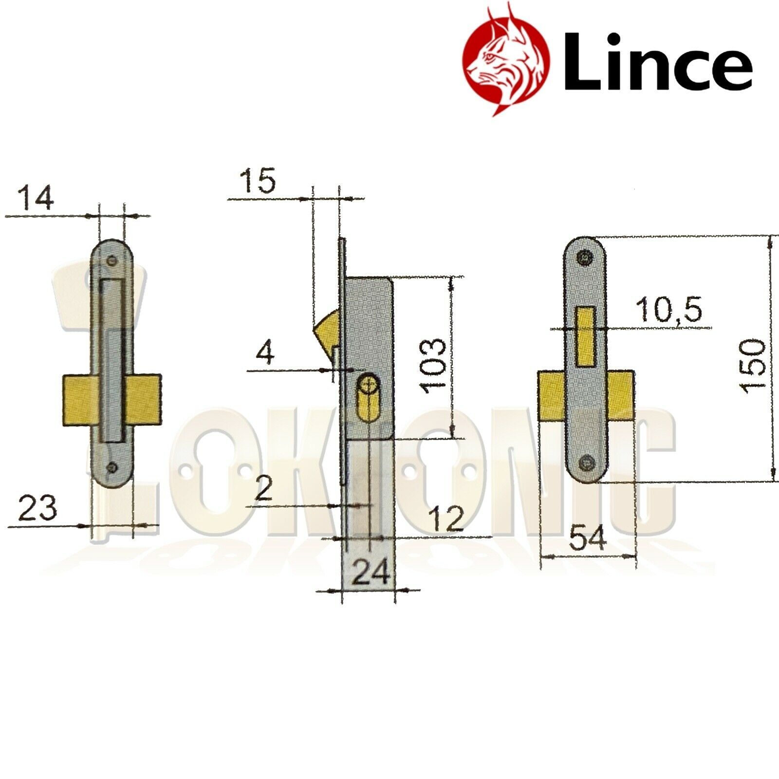 Lince Mortice Narrow Stile Sliding Hook Lock With Small Oval Cylinder UPVc - Image 3