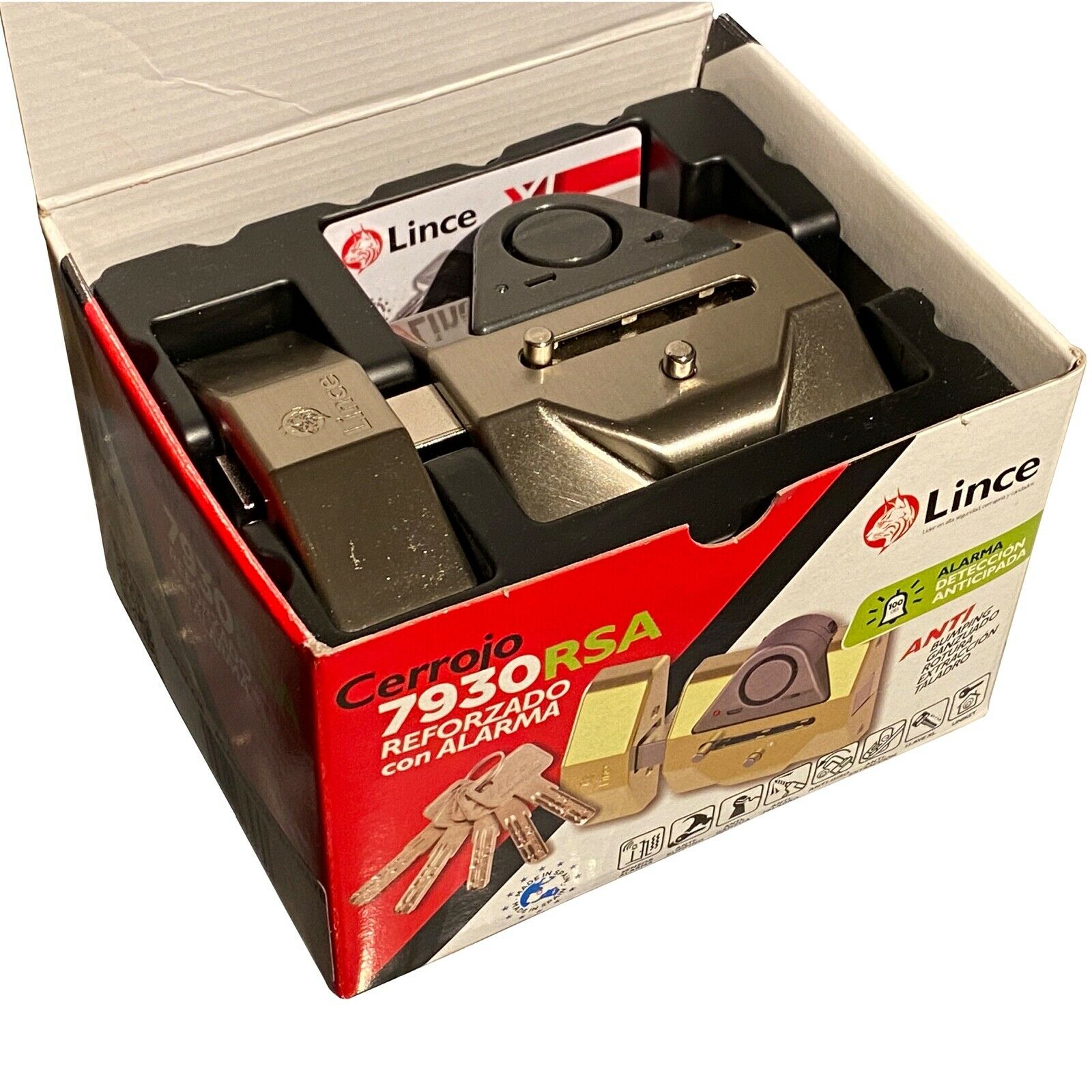 Lince Rim Door Lock High Security Heavy Duty Sliding Dead Bolt Built-In Alarm - Image 11