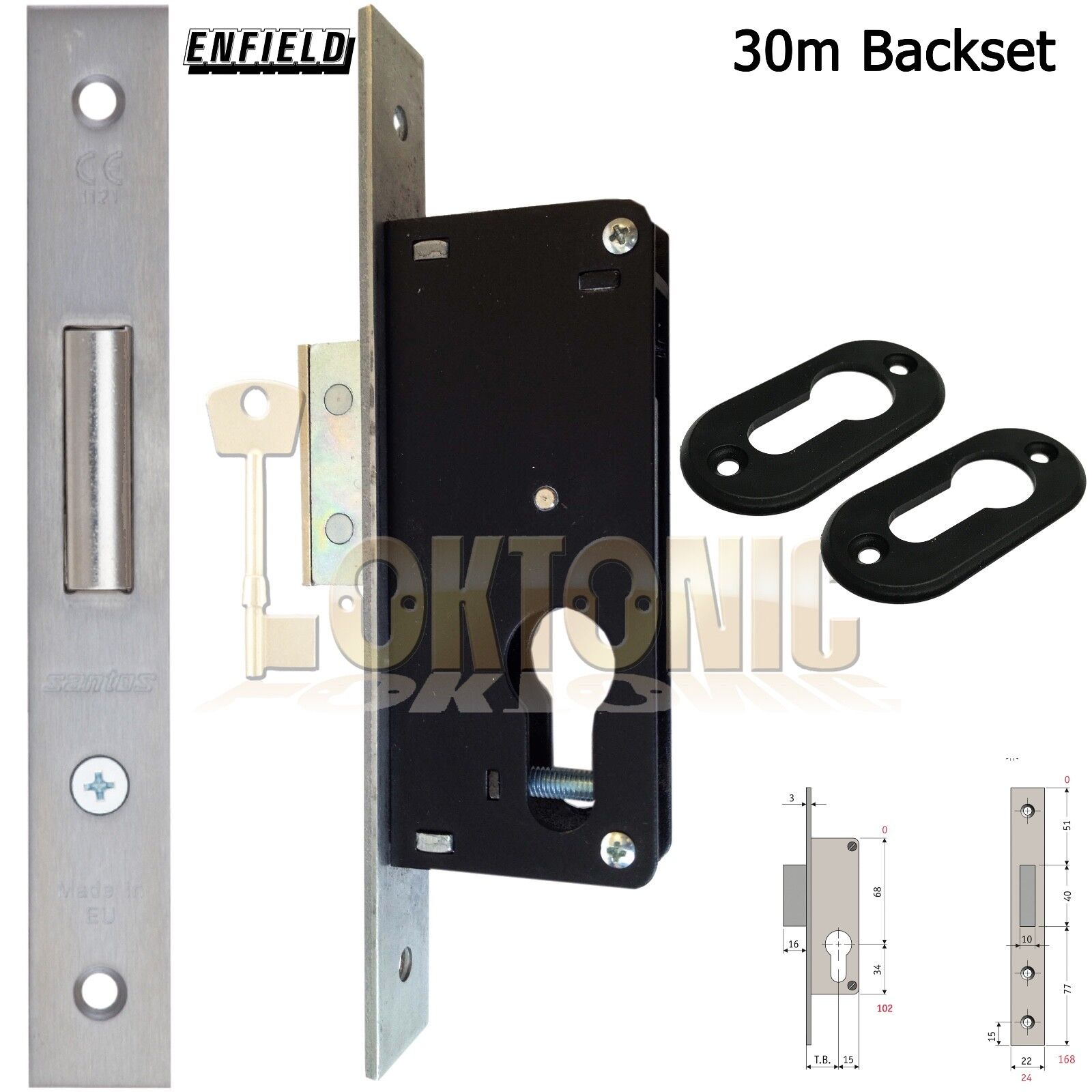 Enfield 30mm Narrow Stile Euro Van Dead Lock Case Door Shed Gate Garage Mortice