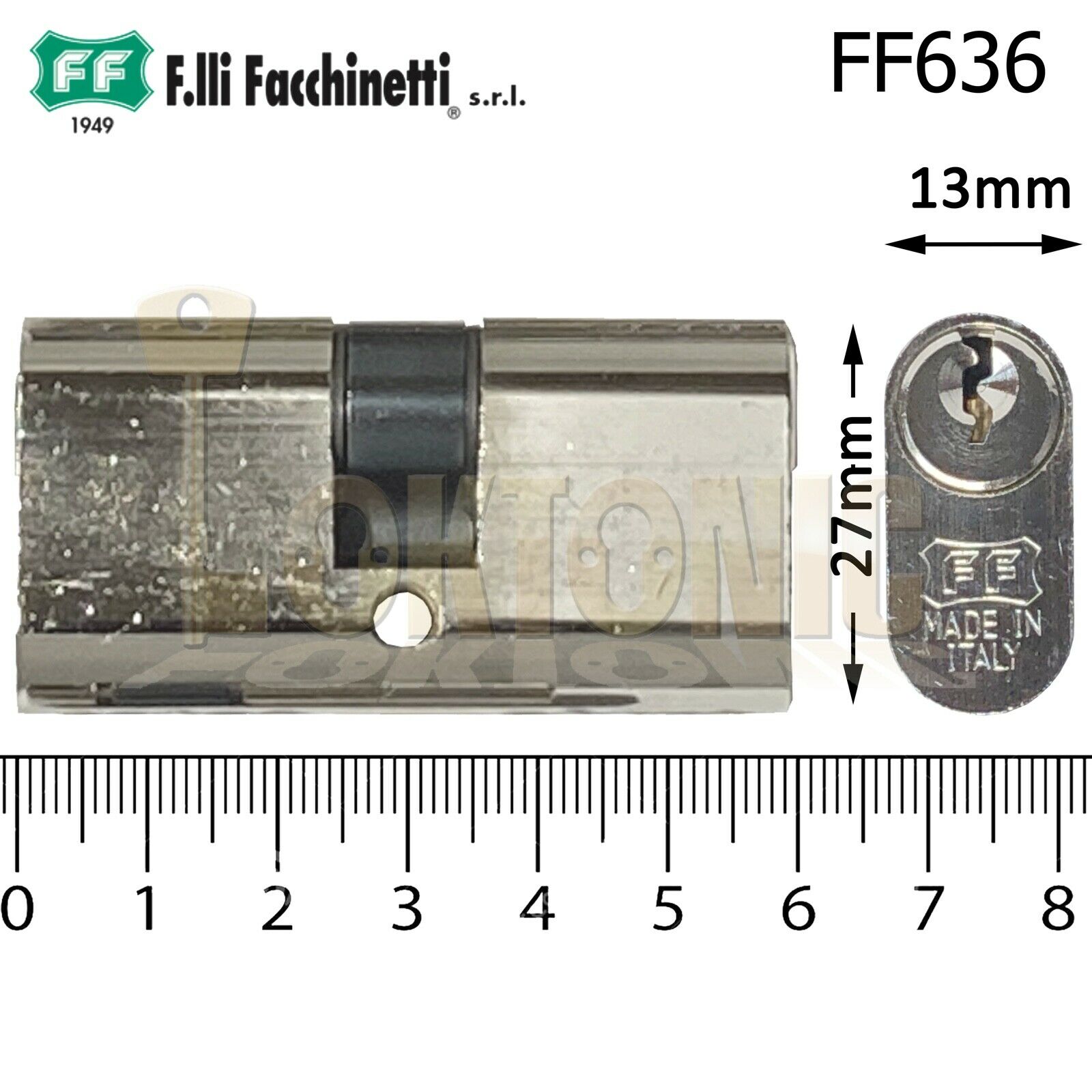Facchinetti Small Double Oval 60mm Polished Chrome Cylinder Lock Barrel