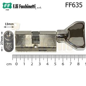 Facchinetti Small Oval 53mm Thumb Turn Polished Chrome Cylinder Lock Barrel