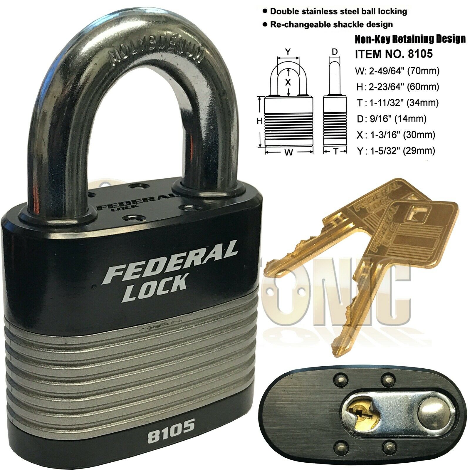 Federal 15mm Diameter Heavy Duty Bike Cycle Motorcycle Steel Cable Padlock Combo - Image 4