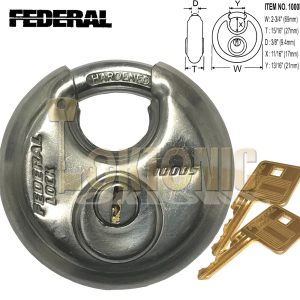 Federal FD1000 Heavy Duty 70mm High Security Stainless Steel Disc Padlock