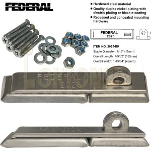 Federal FD2025 Security Hardened Steel Hasp and Staple Vans Gates Sheds Garages
