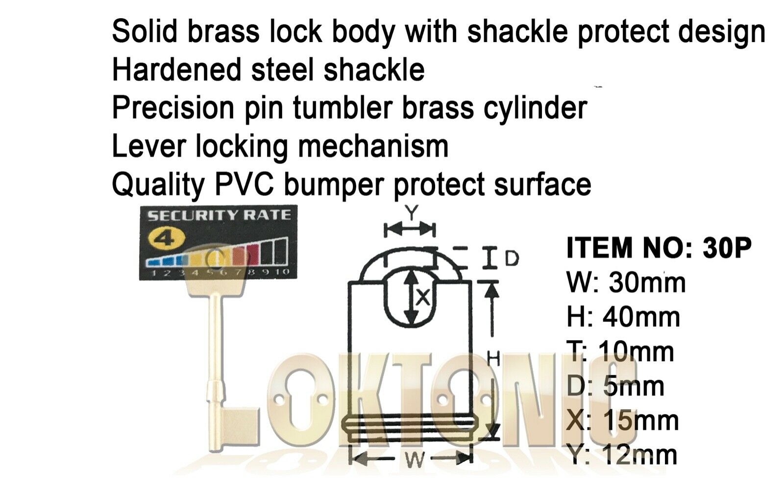Federal FD30P KA3001 Shrouded Solid Brass Padlock Hardened Shackle Keyed Alike - Image 3