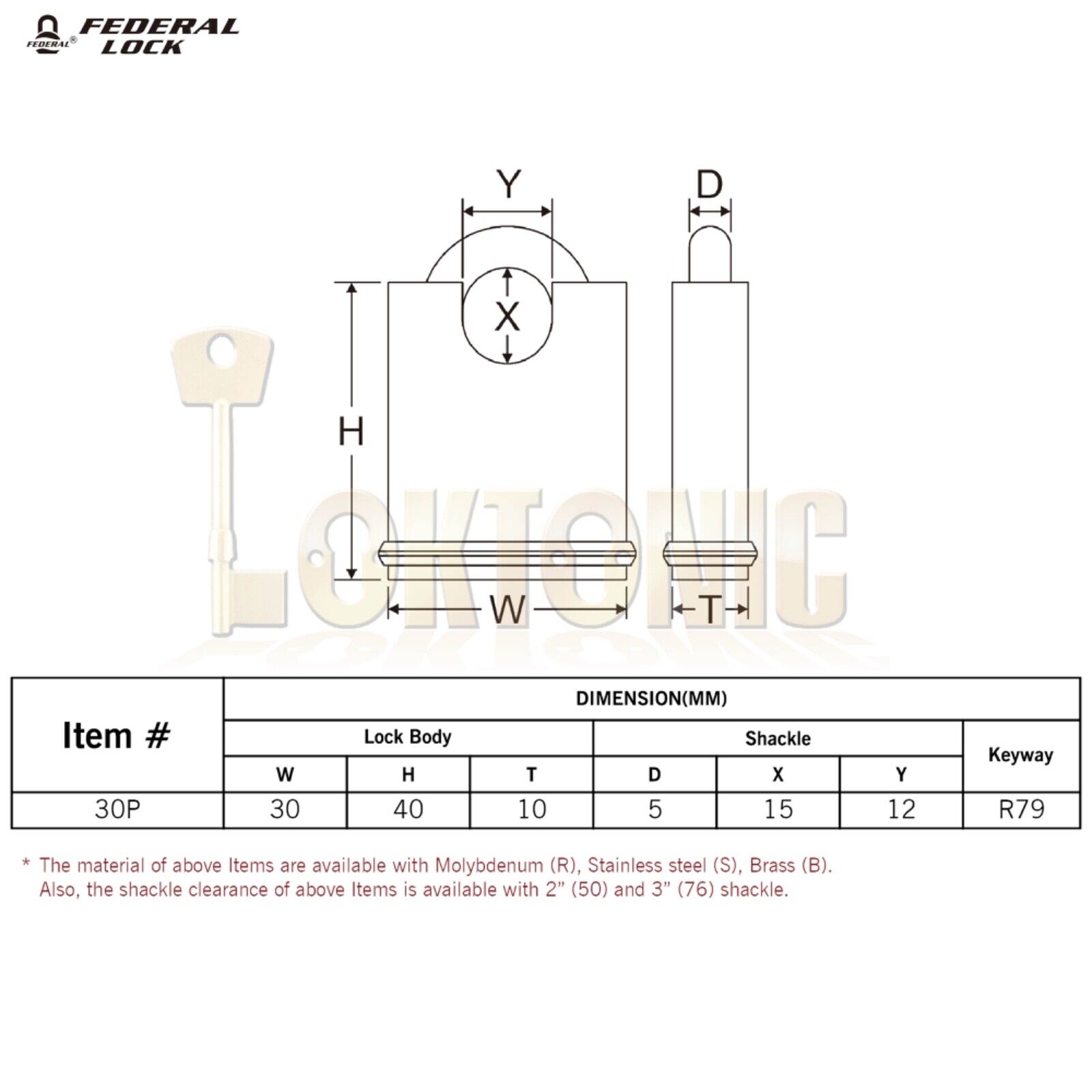 Federal FD30P KA3001 Shrouded Solid Brass Padlock Hardened Shackle Keyed Alike - Image 4