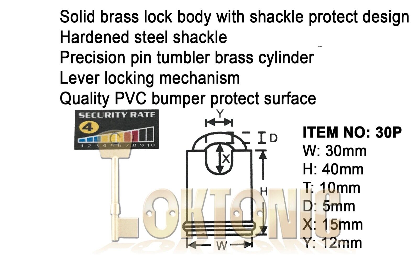 Federal FD30P KA3001 Shrouded Solid Brass Padlock Hardened Shackle Keyed Alike - Image 5