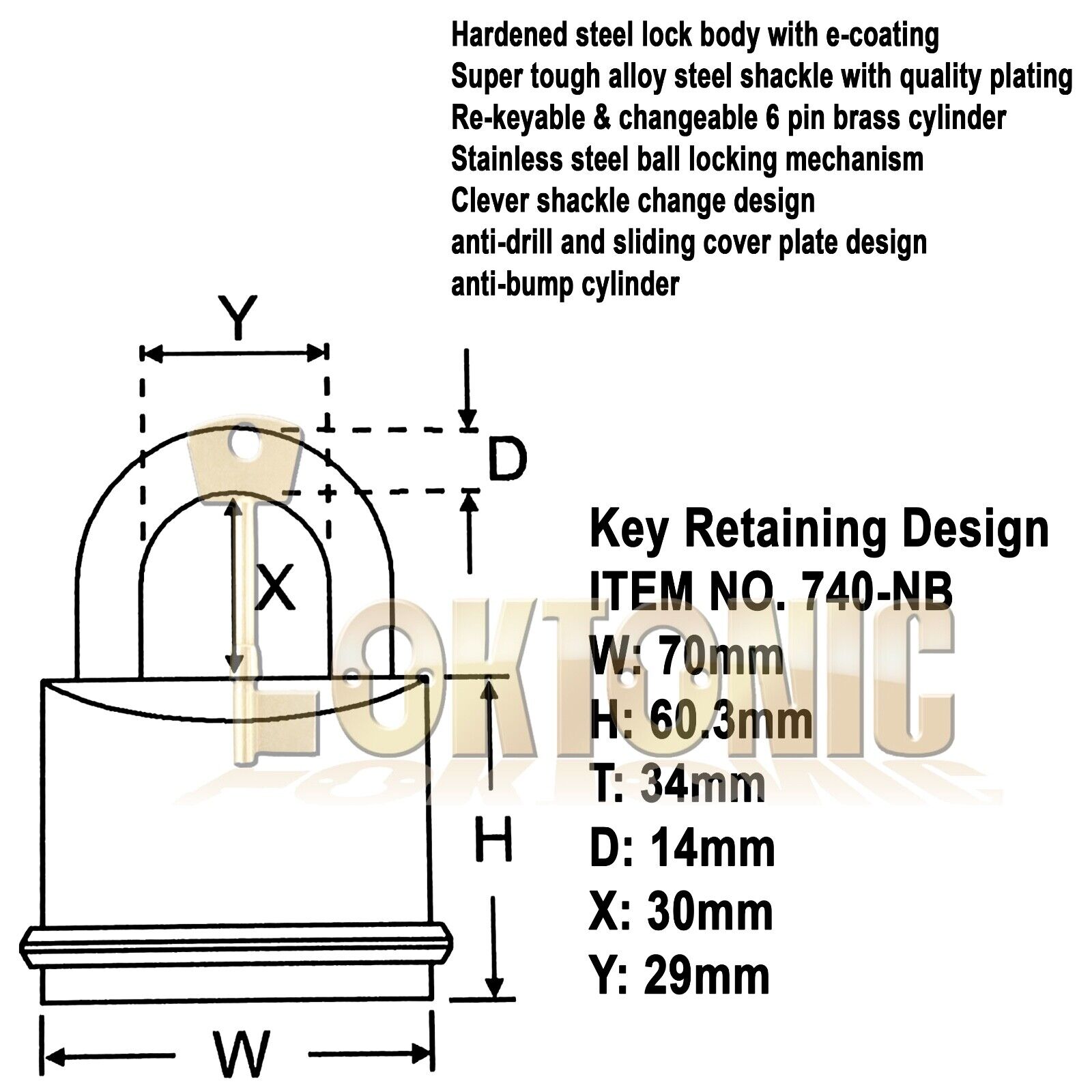 Federal FD740 Sold Secure CEN 5 Gold Heavy Duty 70mm Solid Steel Padlock - Image 4