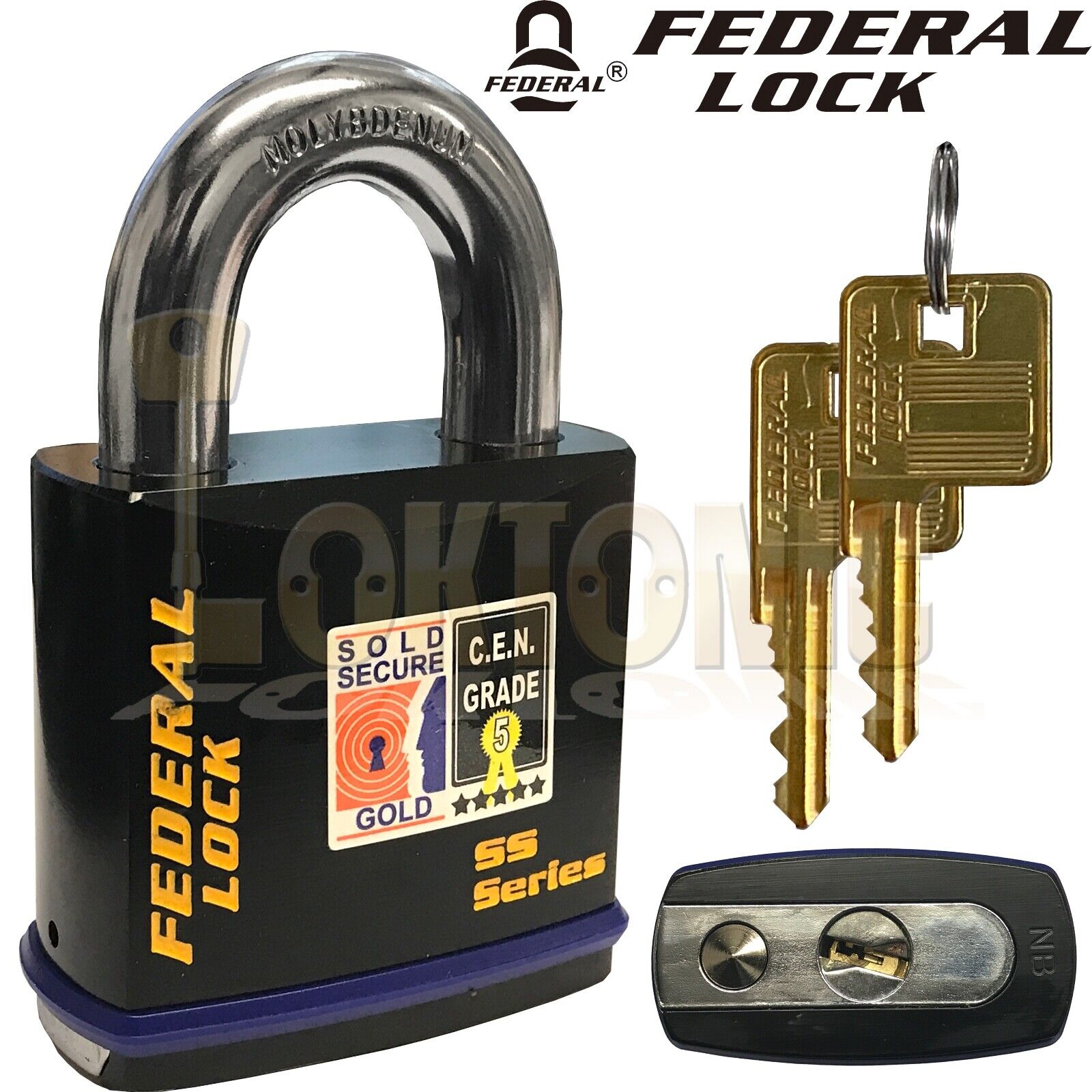 Federal FD740 Sold Secure CEN 5 Gold Heavy Duty 70mm Solid Steel Padlock