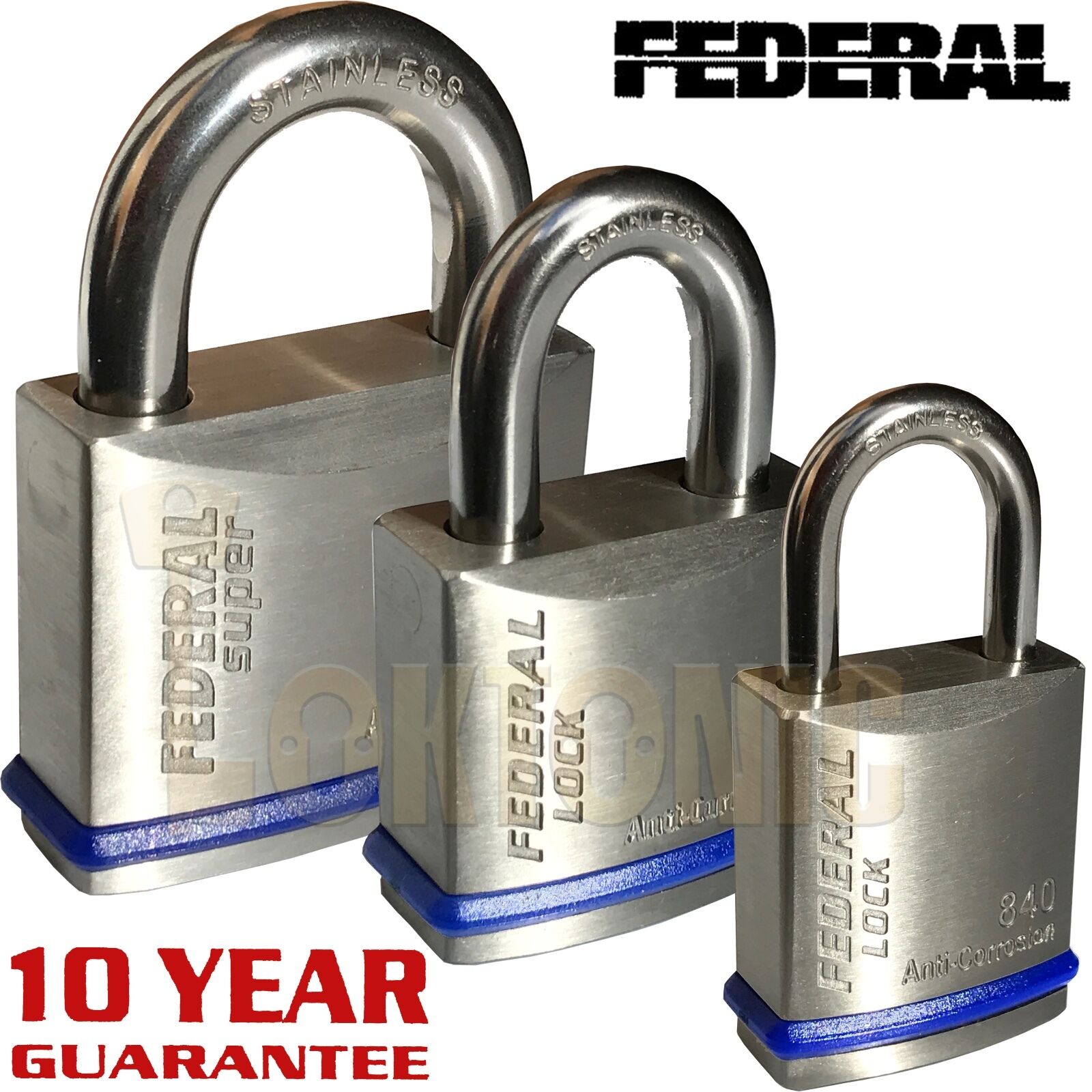 Federal Heavy Duty Solid Stainless Steel Marine Weather Resistant Padlocks - Image 3