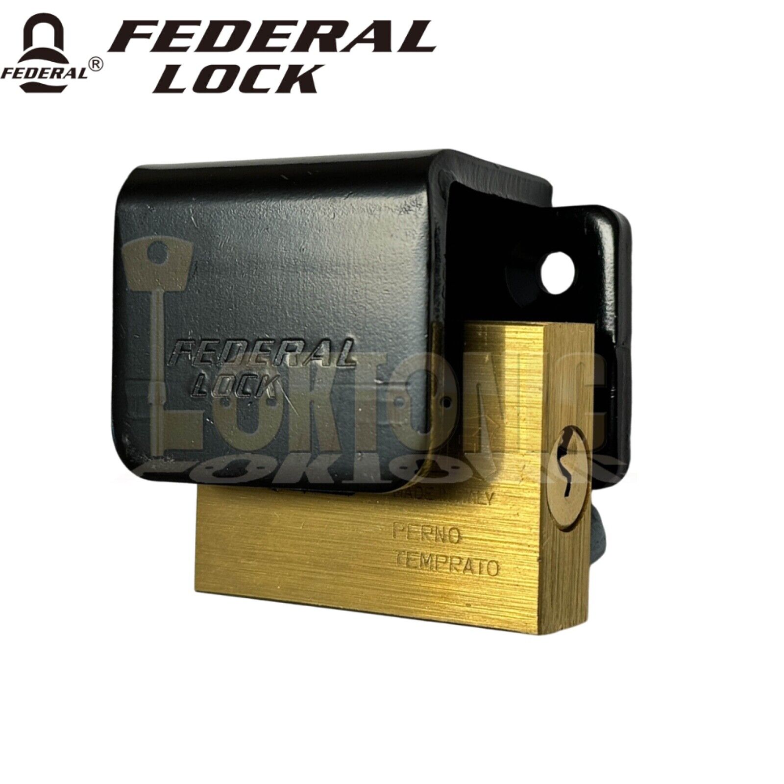 Federal High Security Shed Van Door Gate Lock Bracket Hasp Staple Padlock Combo - Image 3