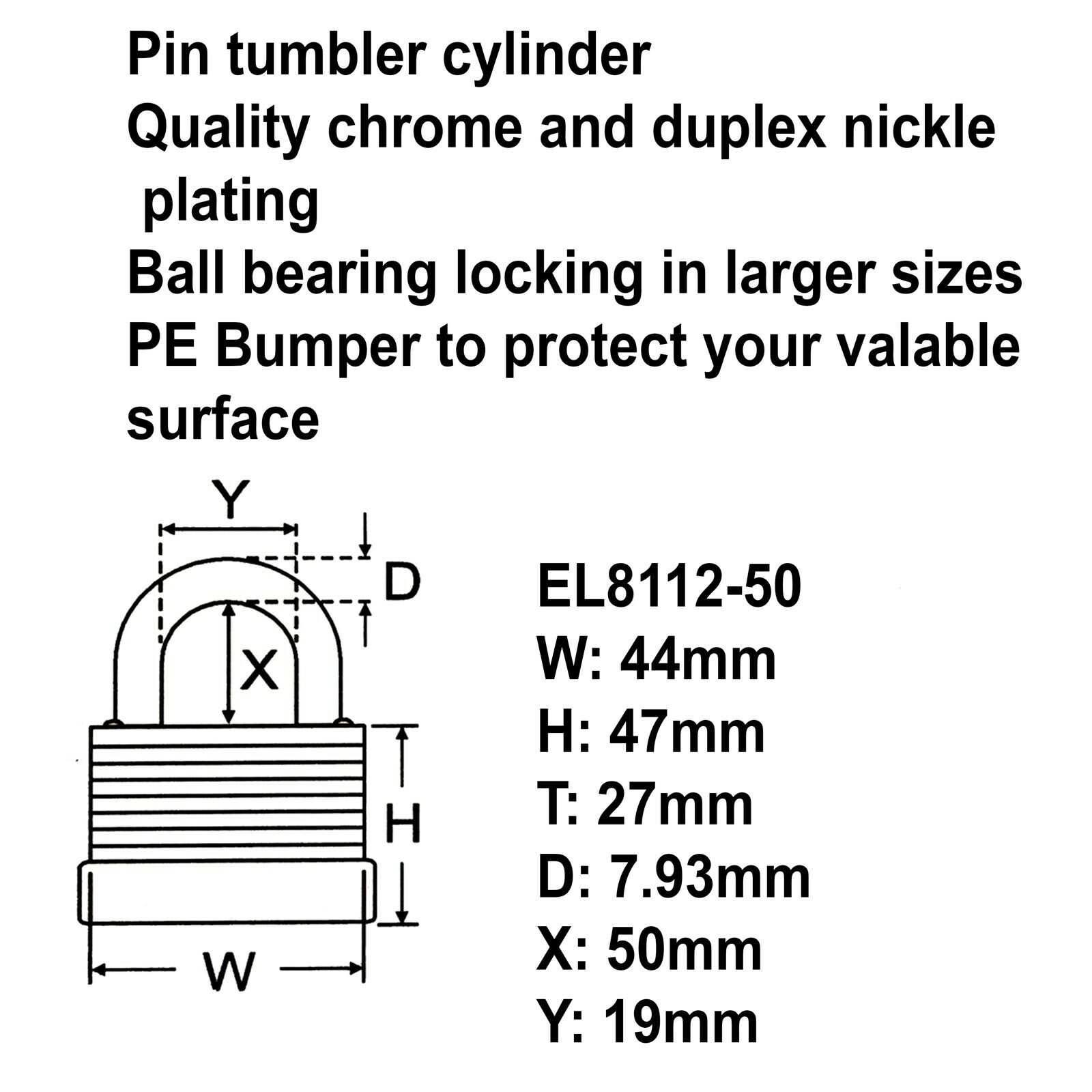 Federal High Security Super Tough Van Shed Garage Steel Padlock FD8112-50 - Image 3