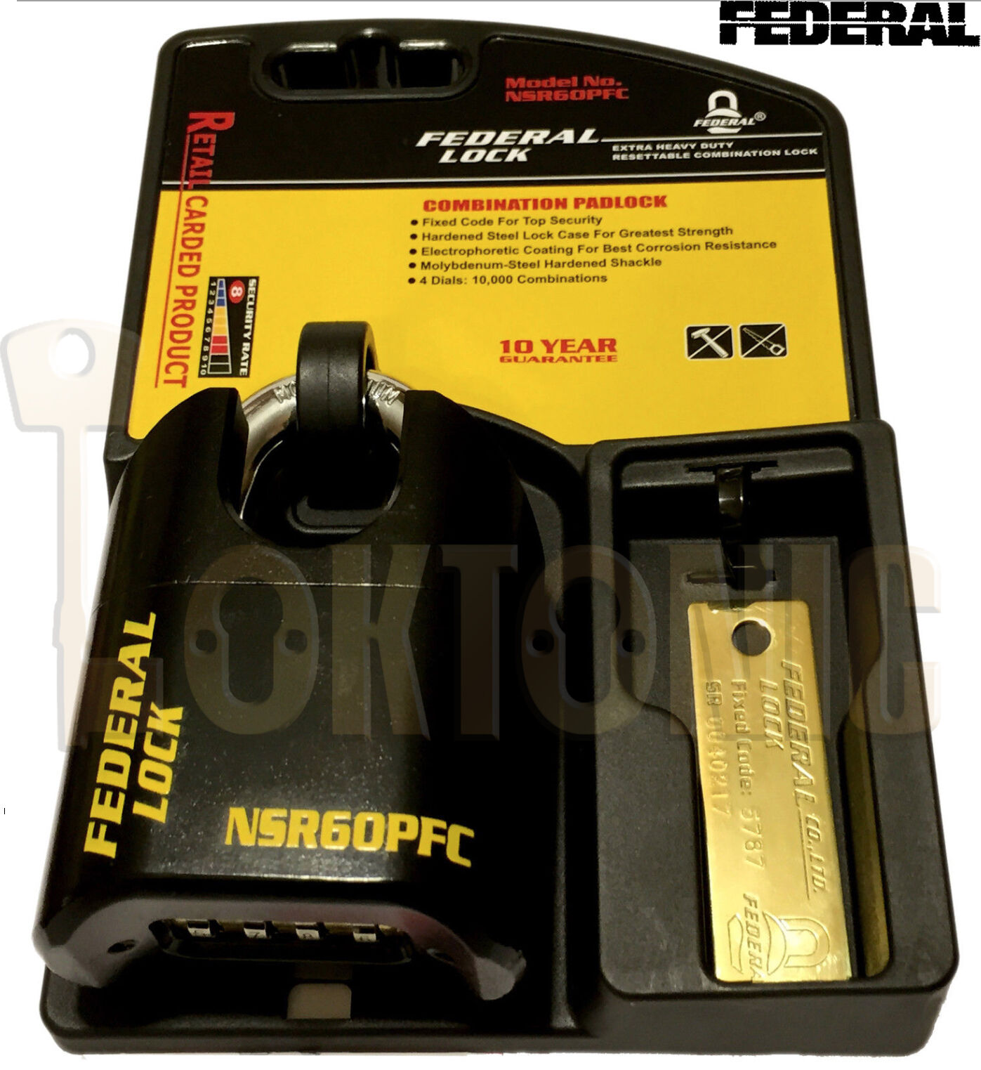 Federal NSR60P Heavy Duty 60mm High Security Combination Van Gate Garage Padlock - Image 7