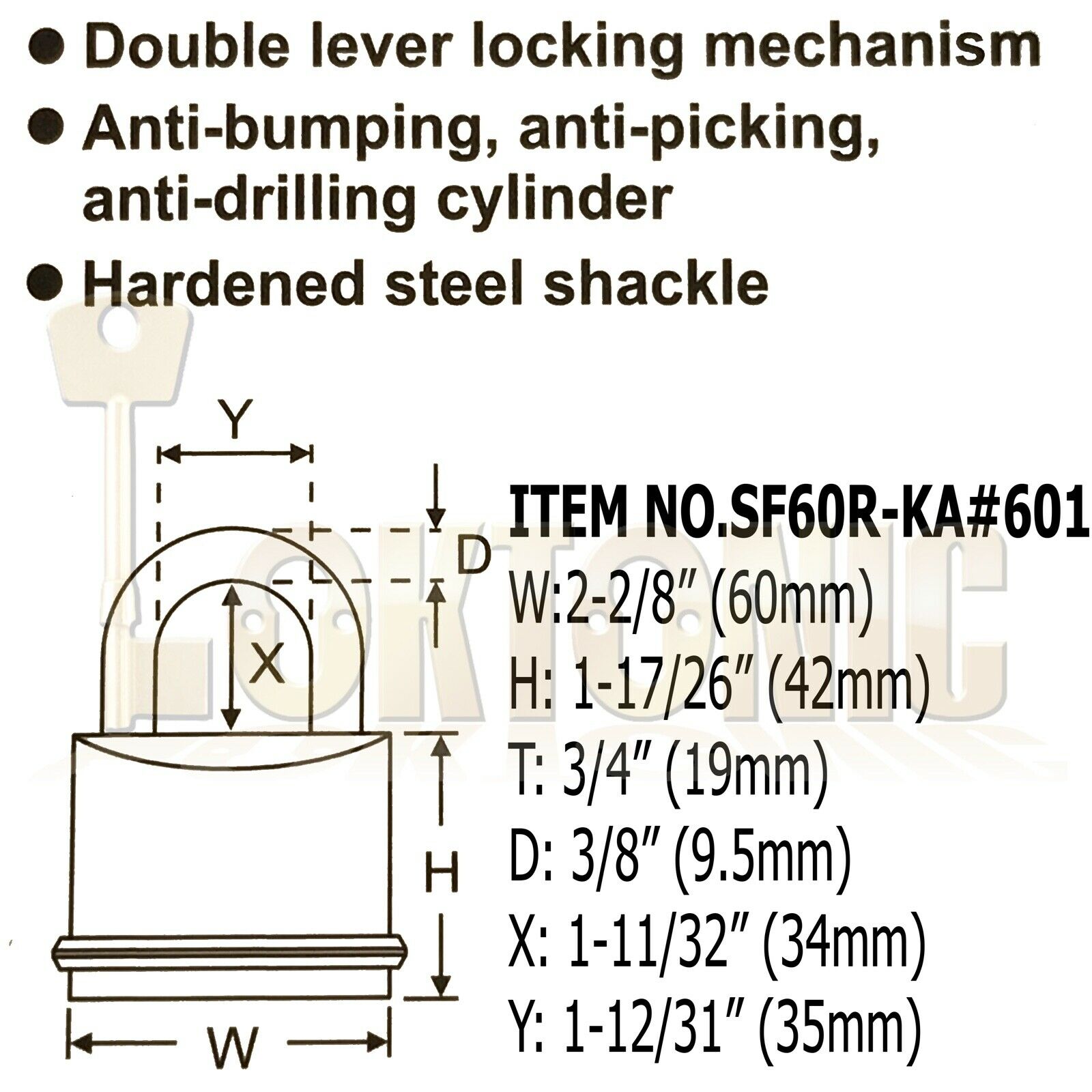 Federal SF60R KA#601 Solid Brass Padlock Keyed Alike For Garage Shed Van Gate - Image 3