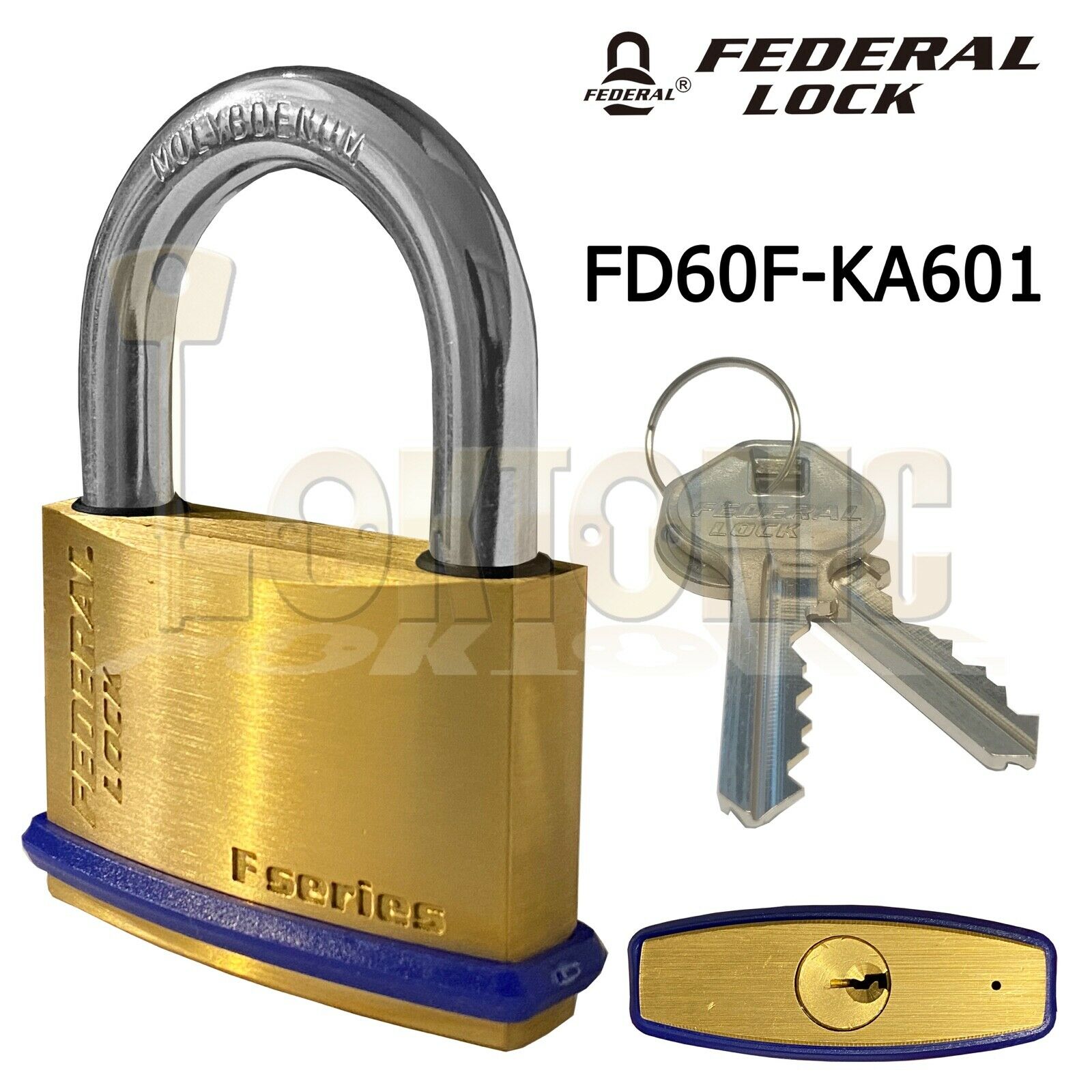 Federal SF60R KA#601 Solid Brass Padlock Keyed Alike For Garage Shed Van Gate - Image 4