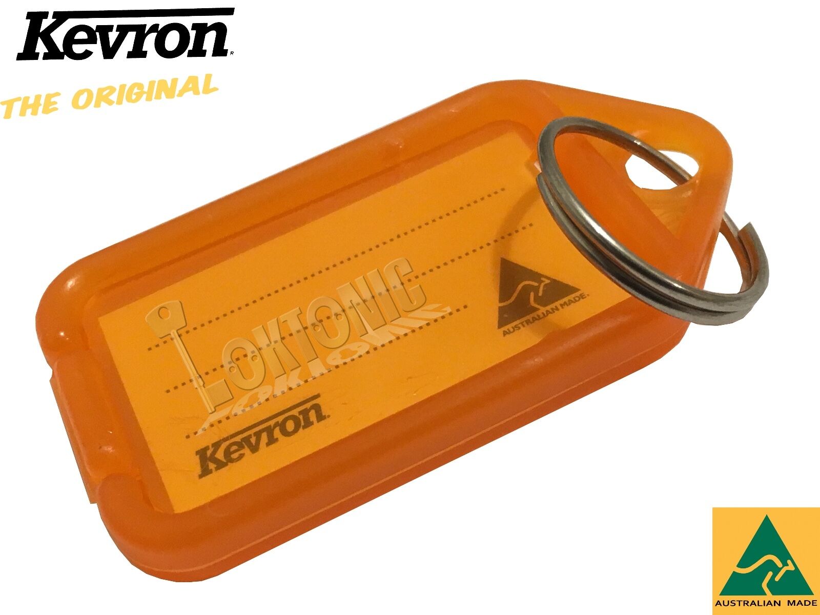 Kevron Pack 10 ID5 ORANGE 100% Genuine Plastic Clicktag Label Key Tags Click Tag