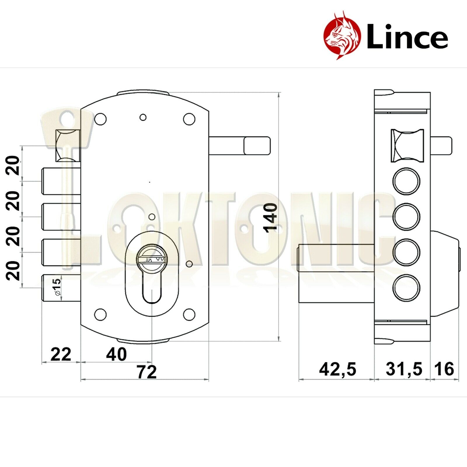 Lince 4 BOLT Rim High Security Euro Sash Bolt Lock Case 5 Secure Dimple Keys - Image 9