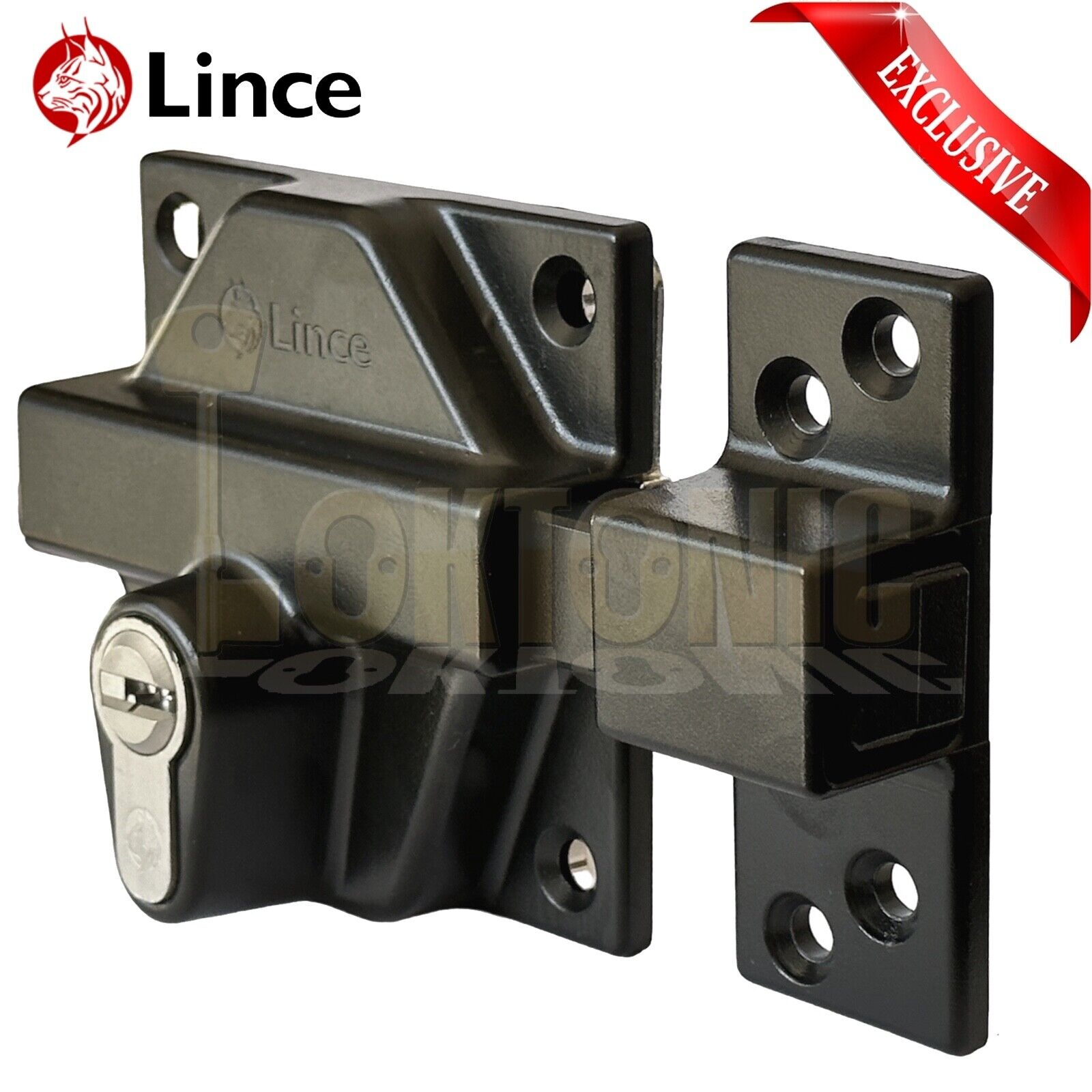 Lince Black High Security Heavy Duty Euro Gate Lock Slide Rim Dead Bolt Sheds - Image 3