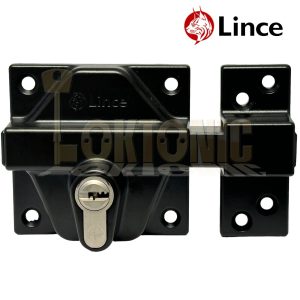 Lince Black High Security Heavy Duty Euro Gate Lock Slide Rim Dead Bolt Sheds