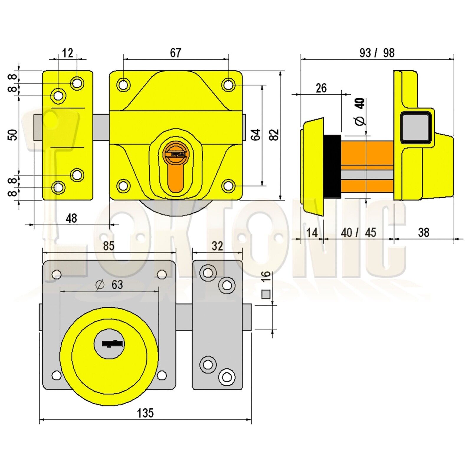 Lince Black High Security Heavy Duty Euro Gate Lock Slide Rim Dead Bolt Sheds - Image 8