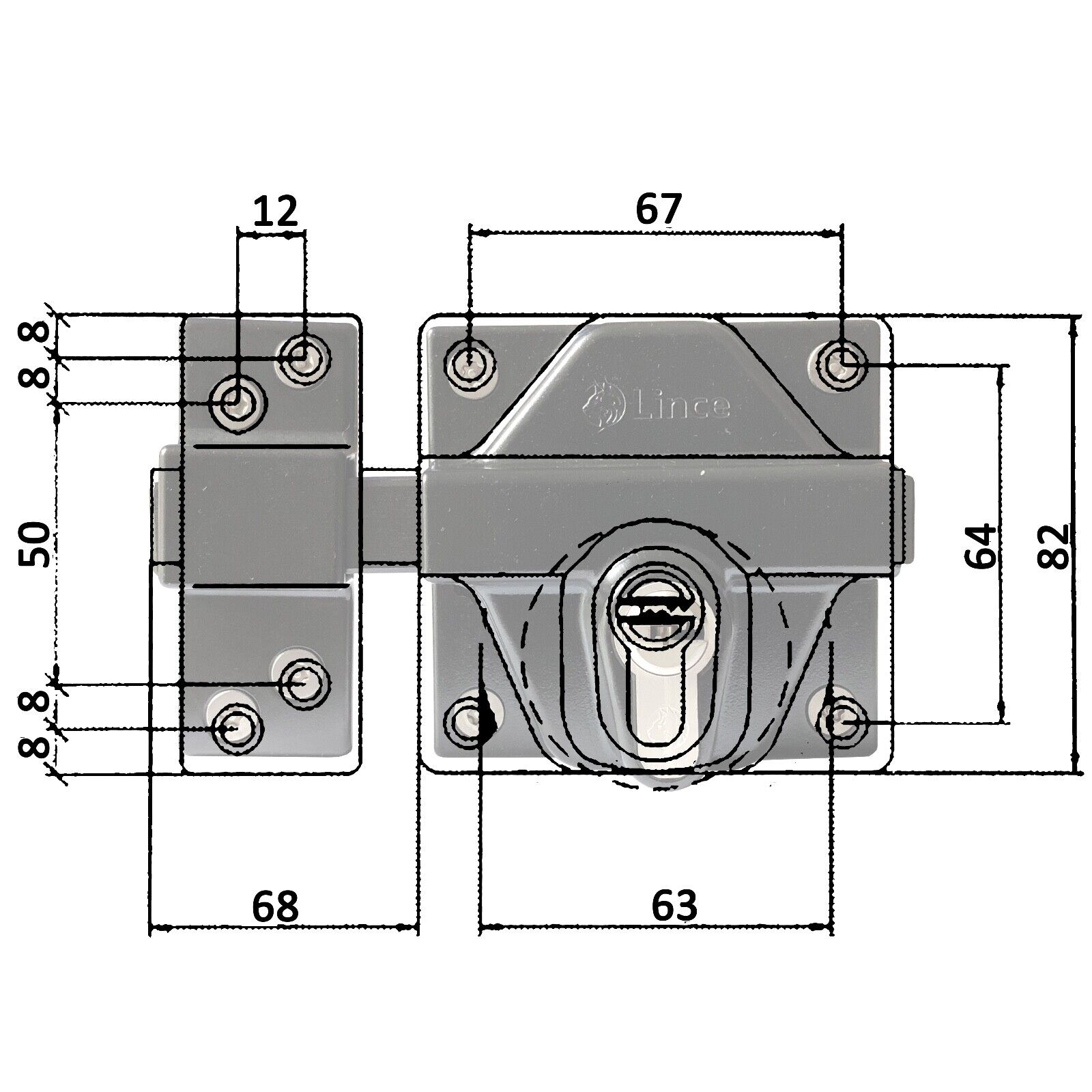 Lince Black High Security Heavy Duty Euro Gate Lock Slide Rim Dead Bolt Sheds - Image 9