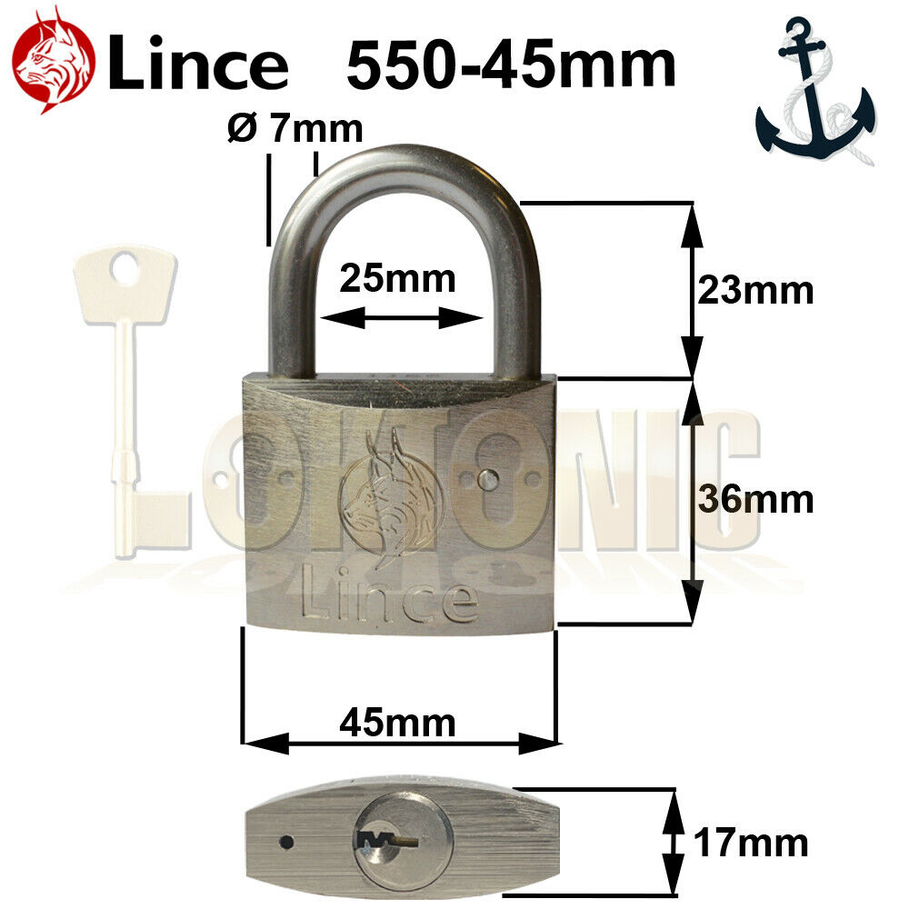 Lince Brass Corrosion Weather Resistant Marine Steel Shackle Padlock BS EN 12320 - Image 7