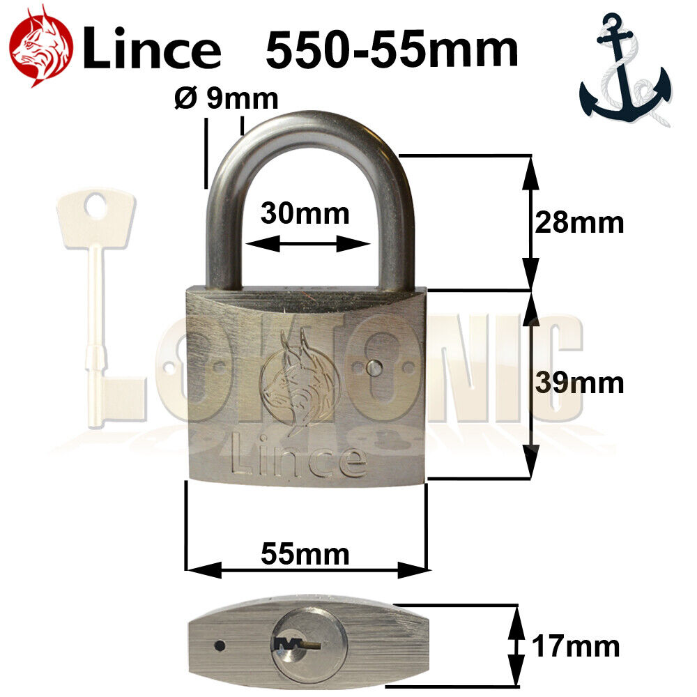 Lince Brass Corrosion Weather Resistant Marine Steel Shackle Padlock BS EN 12320 - Image 9