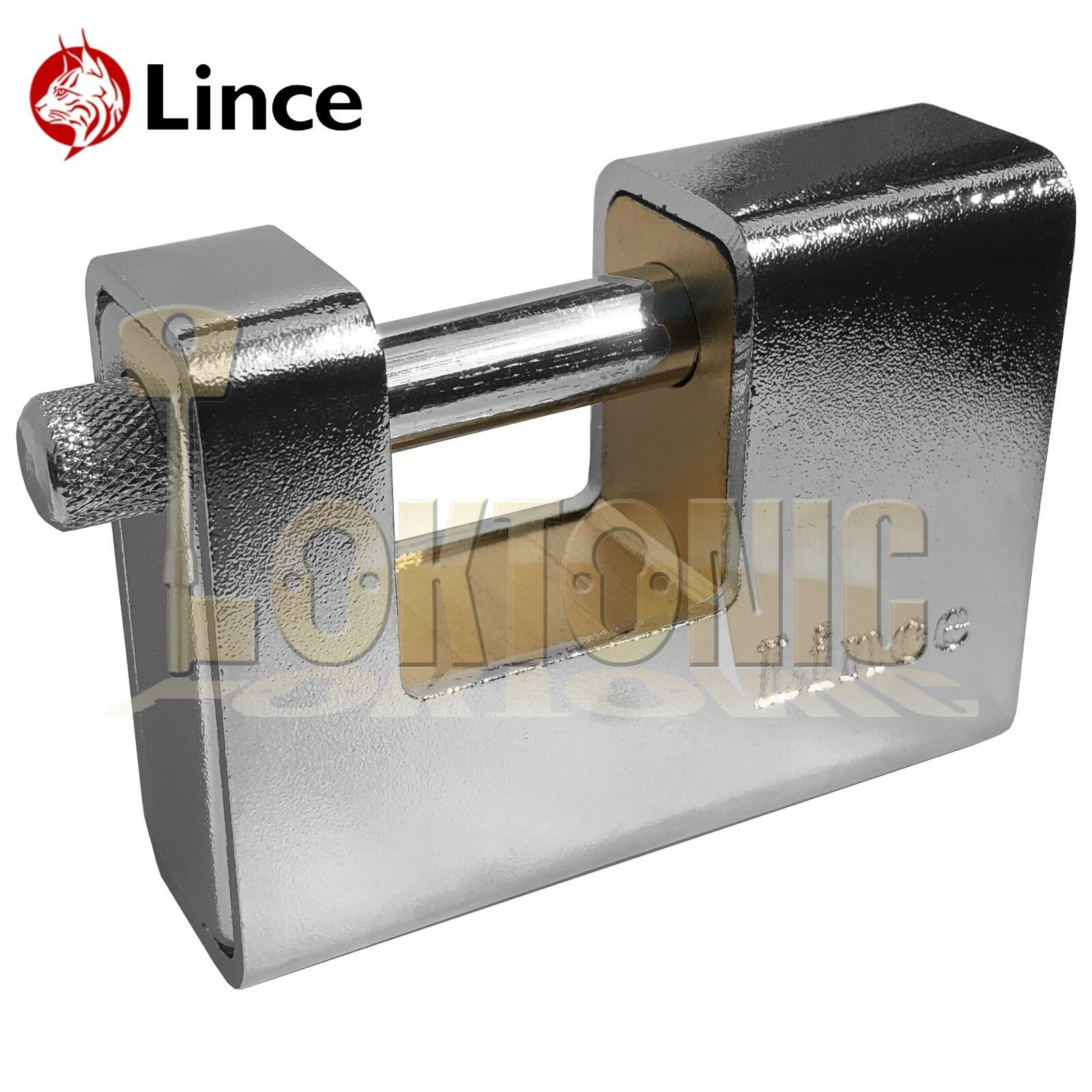 Lince L730-90 Fully Armoured Rectangular Steel Roller Shutter Garage Padlock