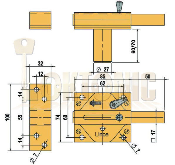 Lince Rim Lock Heavy Duty Gate Shed Sliding Bolt Suit 60-70-80-90mm Thick Doors - Image 3