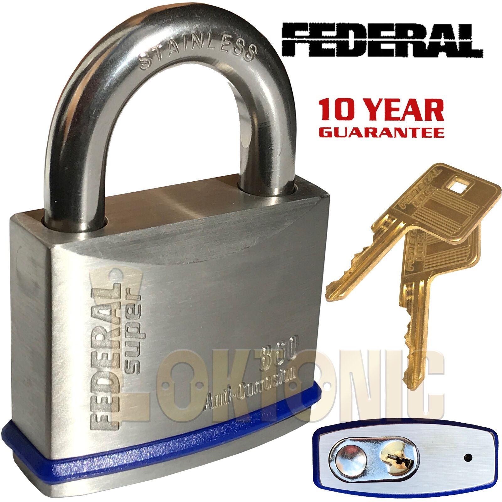 Federal Heavy Duty Solid Stainless Steel Marine Weather Resistant Padlocks - Image 6