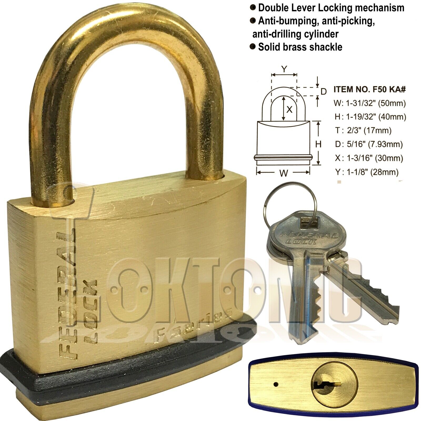 Federal Waterproof Boat Marine Weather Resistant Solid Brass Shackle Padlocks - Image 5