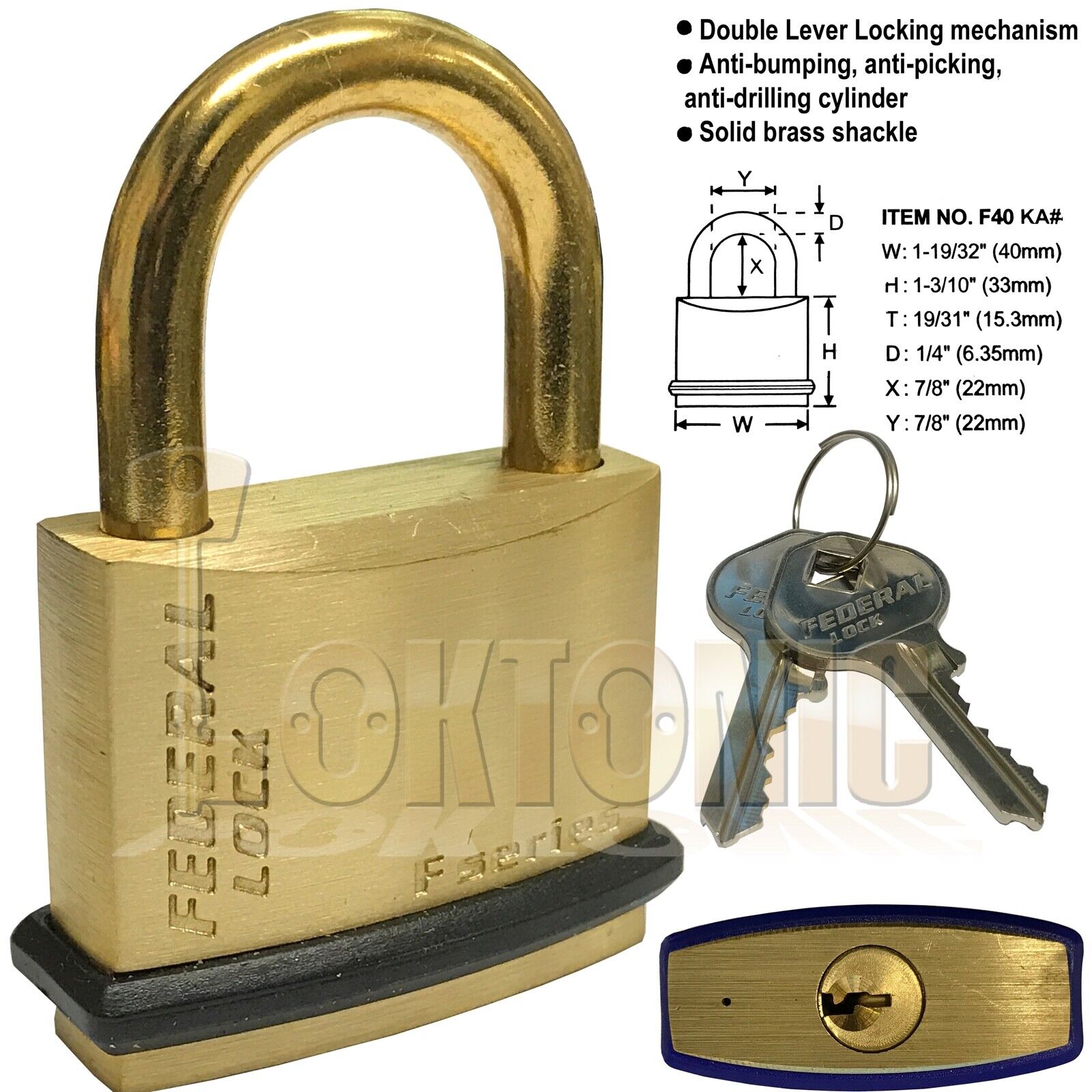 Federal Waterproof Boat Marine Weather Resistant Solid Brass Shackle Padlocks - Image 4