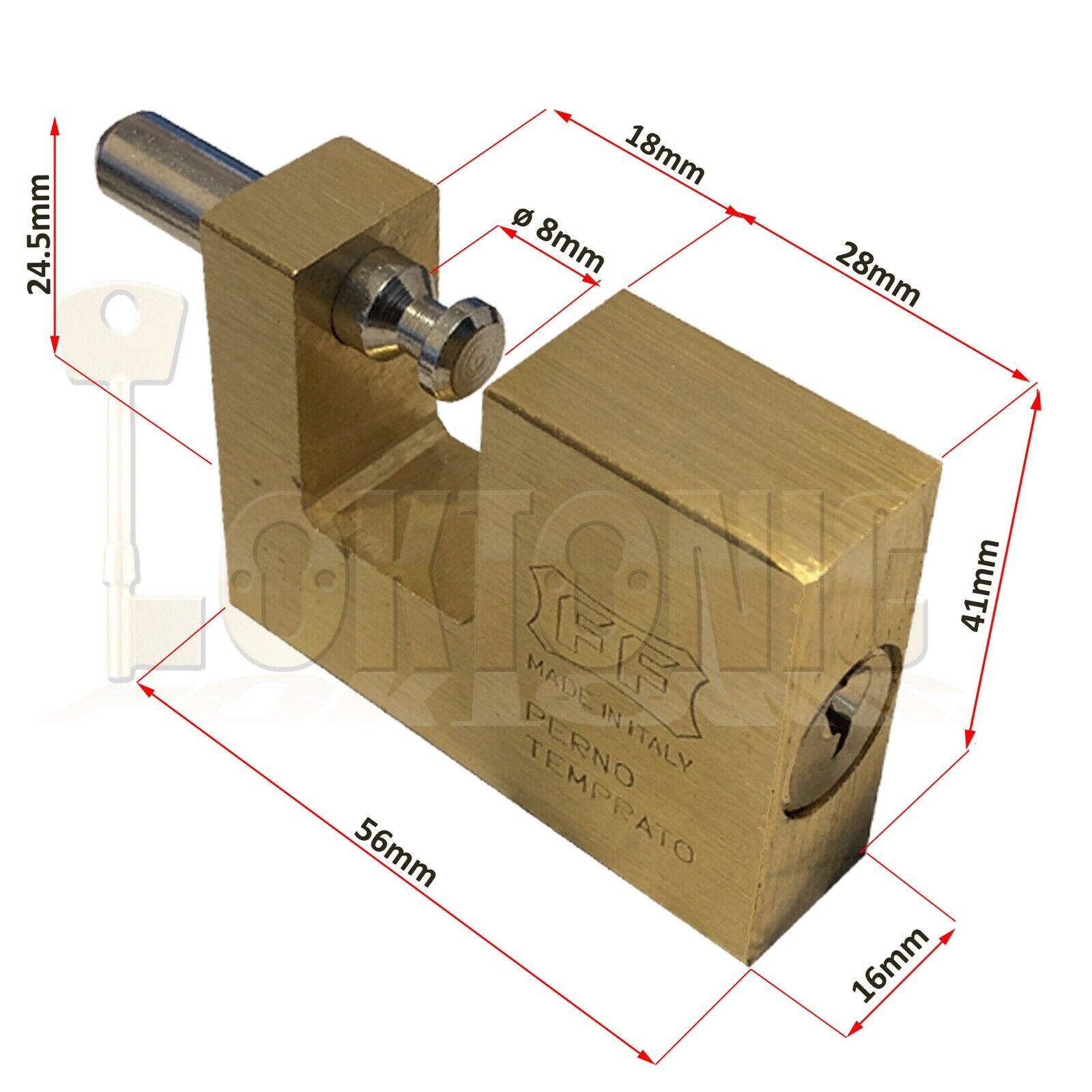 Facchinetti Solid Rectangular Brass 56mm Block Lock Shutter Shed Van Padlock - Image 5