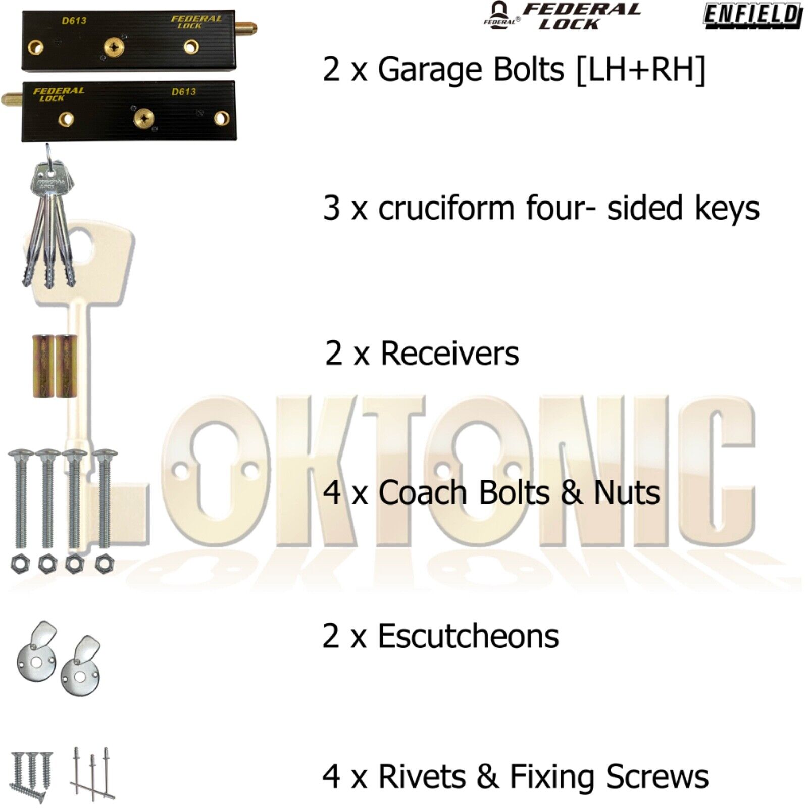 Federal Enfield Up And Over Garage Door Bolts Locks High Security Mk14 2024 - Image 3