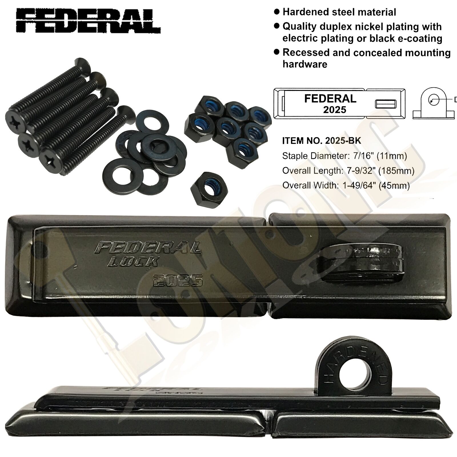 Federal FD2025 Security Hardened Steel Van Door Shed Gate Garage Hasp and Staple