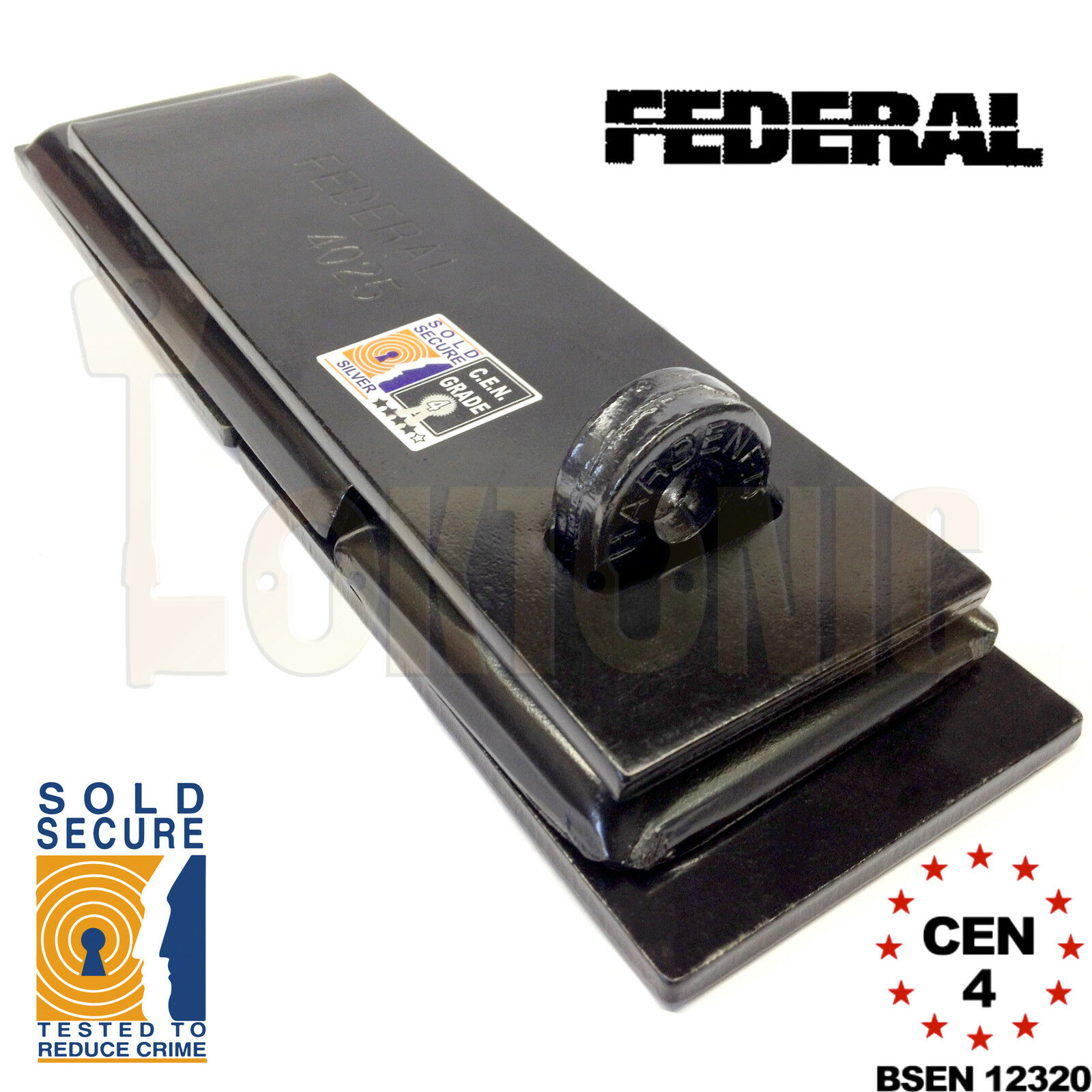 Federal FD4025 Sold Secure Silver CEN 4 Heavy Duty Shed Garage Gate Steel Hasp - Image 4