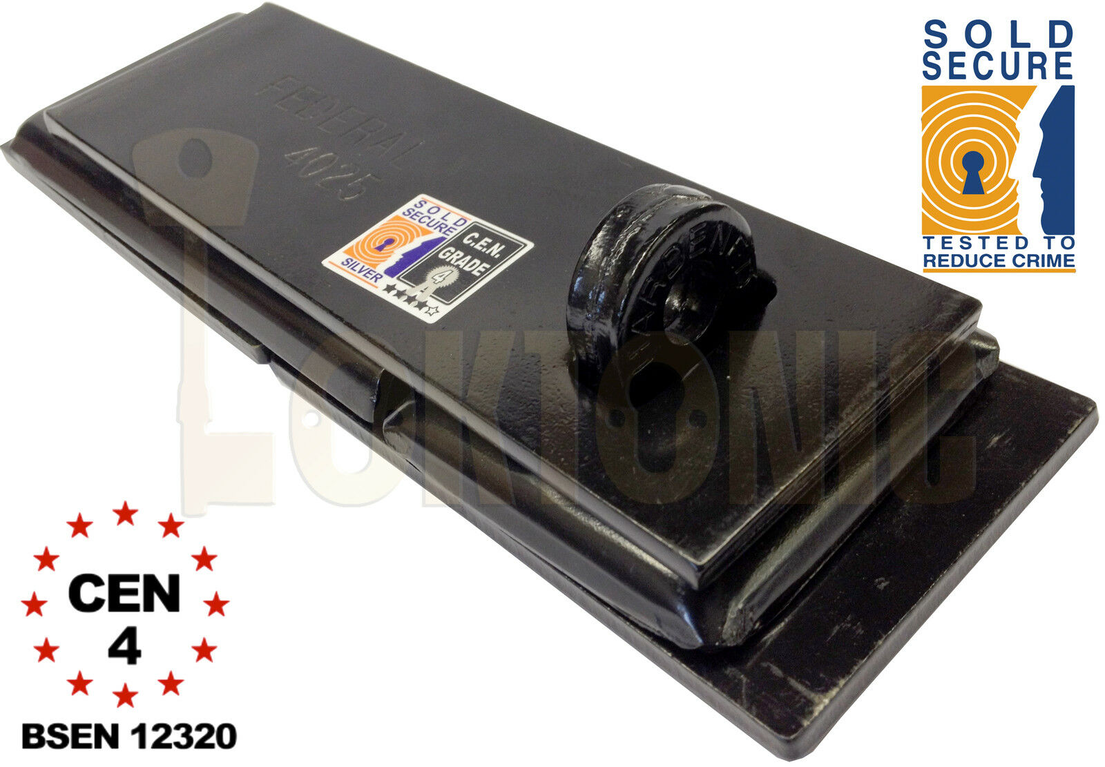 Federal FD4025 Sold Secure Silver CEN 4 Heavy Duty Shed Garage Gate Steel Hasp - Image 5