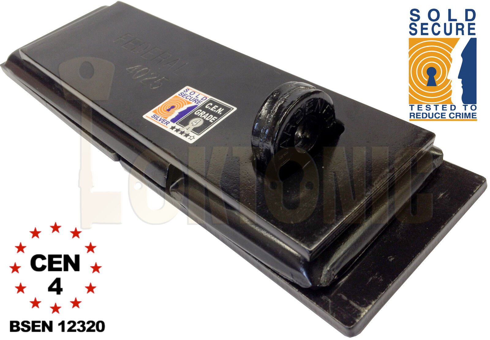 Federal FD4025 Sold Secure Silver CEN 4 Heavy Duty Shed Garage Gate Steel Hasp - Image 7