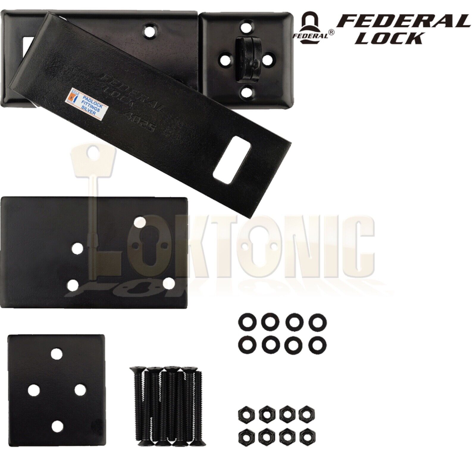 Federal FD4025 Sold Secure Silver CEN 4 Heavy Duty Shed Garage Gate Steel Hasp - Image 8