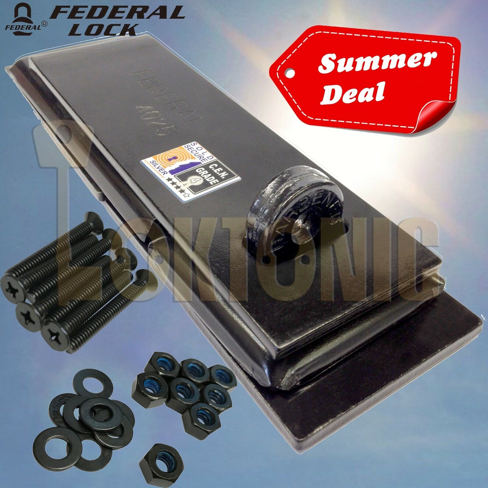 Federal FD4025 Sold Secure Silver CEN 4 Heavy Duty Shed Garage Gate Steel Hasp